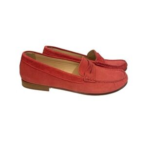 J Crew Suede Loafer Shoes Coral Red Women Made in Italy Size 6.5